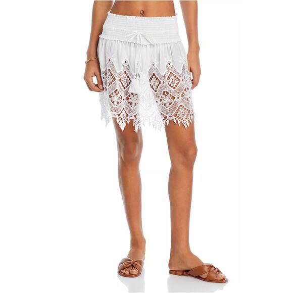 RAMY BROOK WOMENS SIZE SMALL AILANI LACE MINI SKIRT SWIM COVER UP WHITE NEW - Picture 1 of 14
